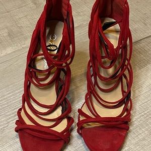 Red straps heels